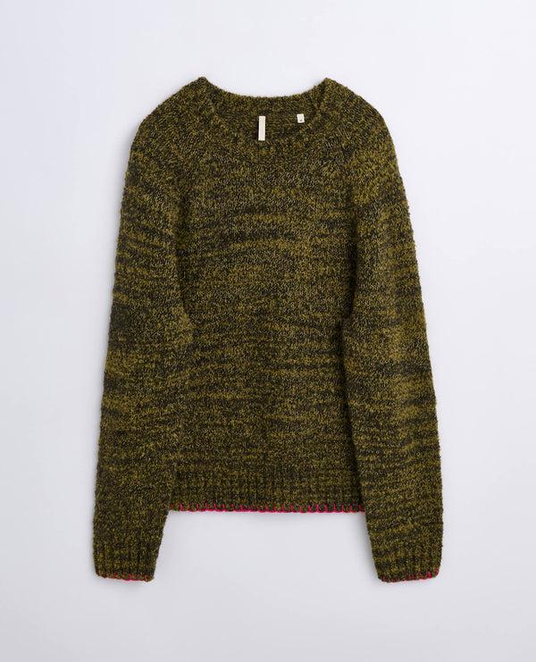 sunflower frederik contrast sweater - Moss green mouline