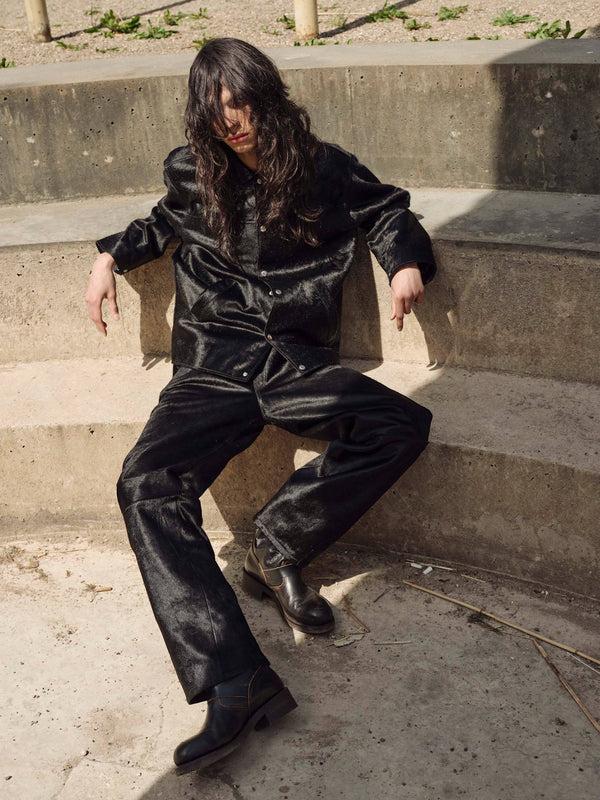 sunflower coach jacket cow hide - Black