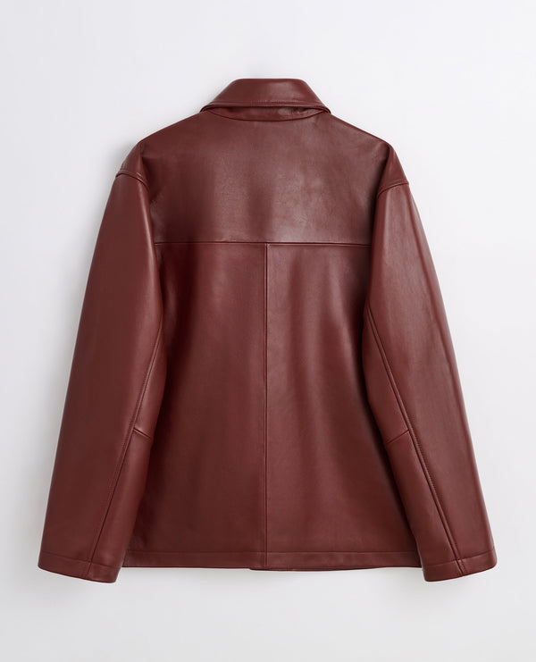 Sunflower Coach Leather Jacket - Burgundy
