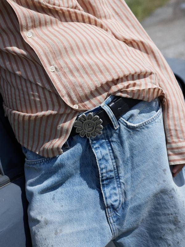 Sunflower Flower Buckle Belt - Black