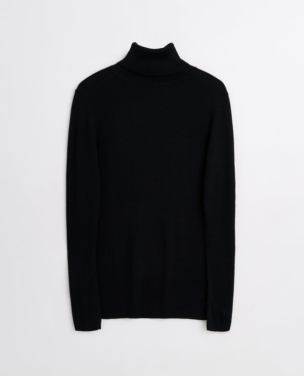 Sunflower Merino Rib Turtle Neck - Black