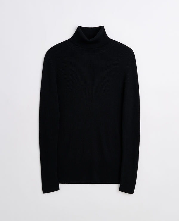 sunflower merino rib turtle neck - Black