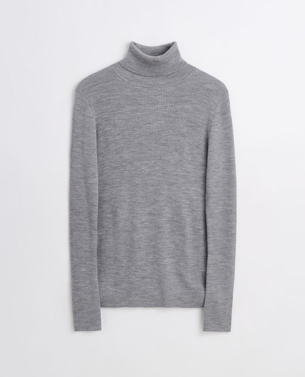 sunflower merino rib turtle neck - Grey melange