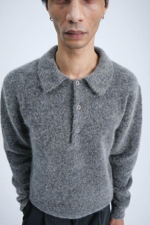 sunflower mohair polo - Grey melange