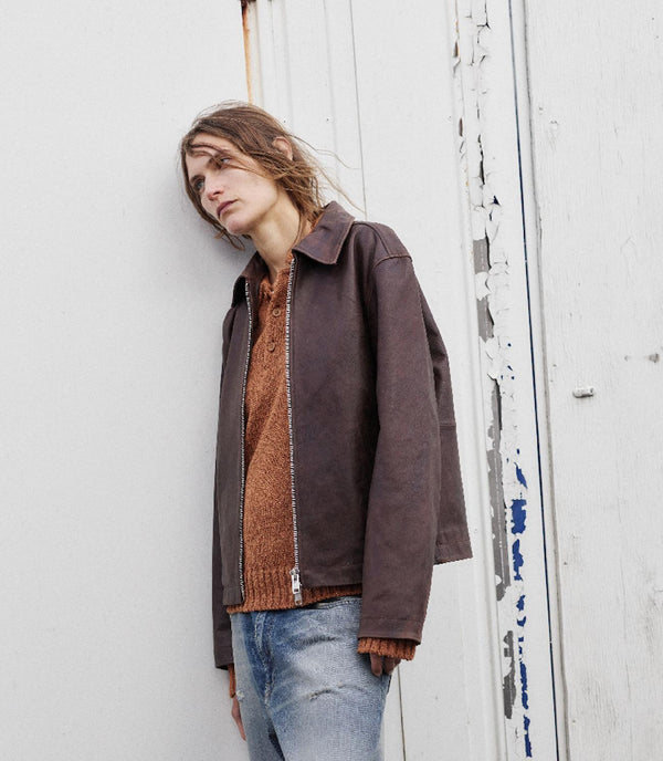 sunflower short leather jacket - 170 brown