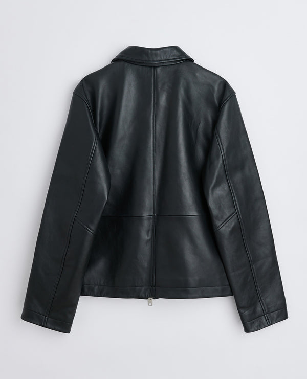 Sunflower Short Leather Jacket Black