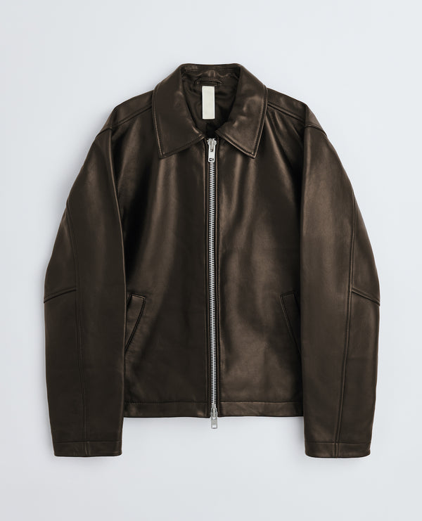 sunflower short leather jacket - Brown