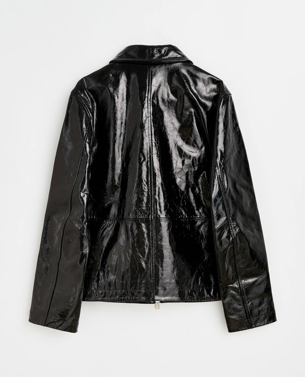 Sunflower Short Leather Jacket Patent - 999 Black