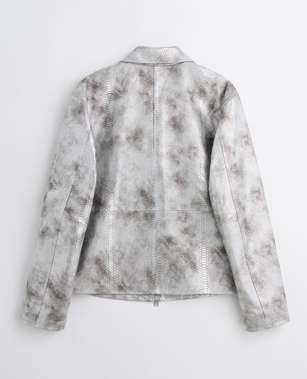 Sunflower Short Leather Jacket - Silver