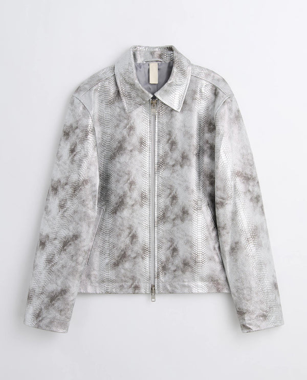 sunflower short leather jacket - Silver