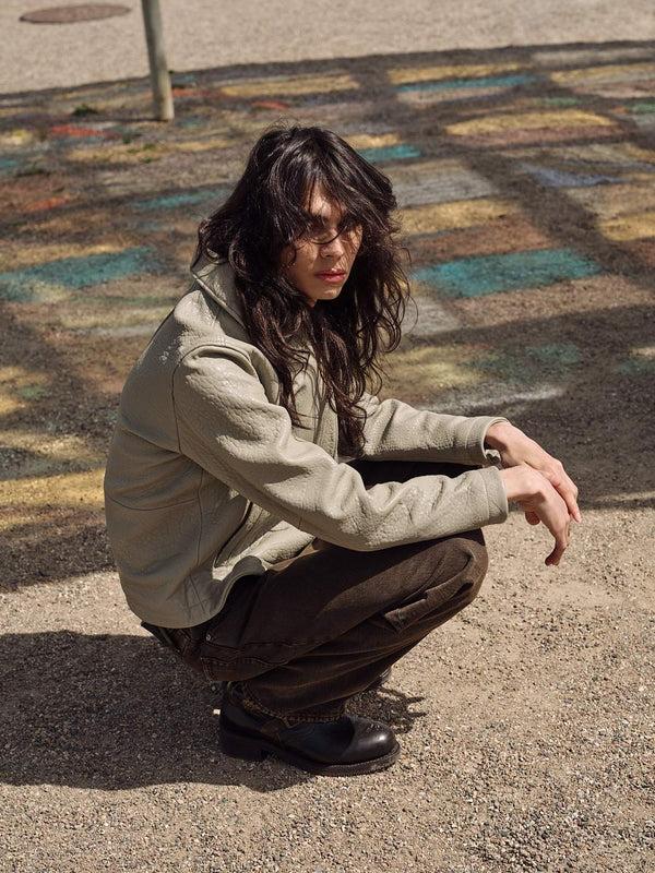 sunflower short leather jacket - Taupe