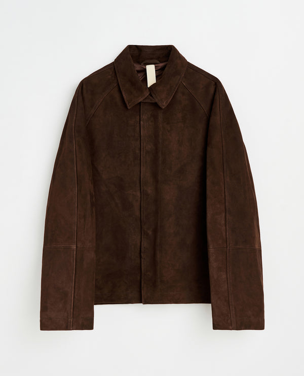 sunflower short raglan suede jacket - 170 dark brown