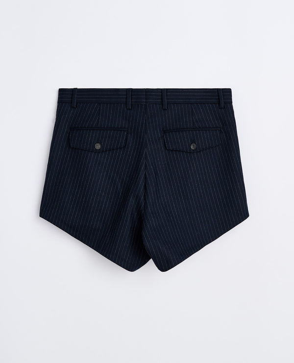 Sunflower Wide Pleated Shorts - Navy Stripe