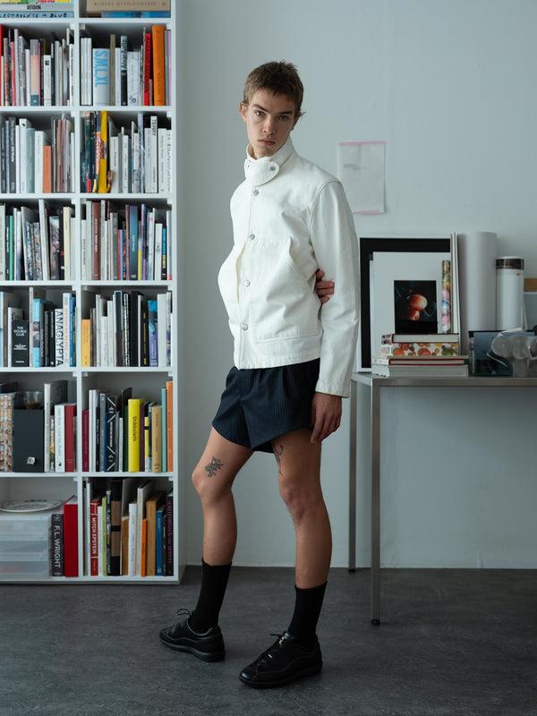 Sunflower Wide Pleated Shorts - Navy Stripe