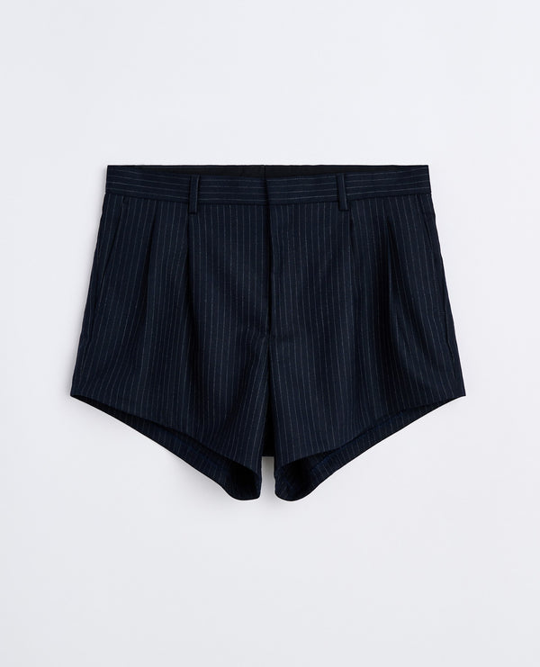 sunflower wide pleated shorts - Navy stripe