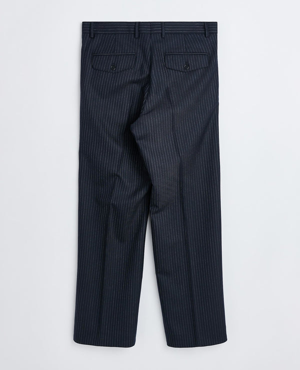 Sunflower Wide Pleated Trouser - Navy Stripe
