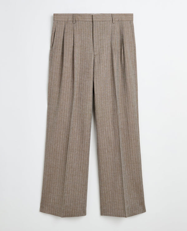sunflower wide pleated trouser - 160 dark sand stripe