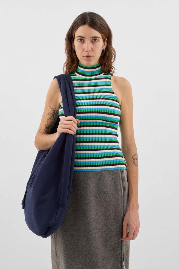 Sunnei HIGHNECK KNIT TANK TOP / Electric Green Stripes