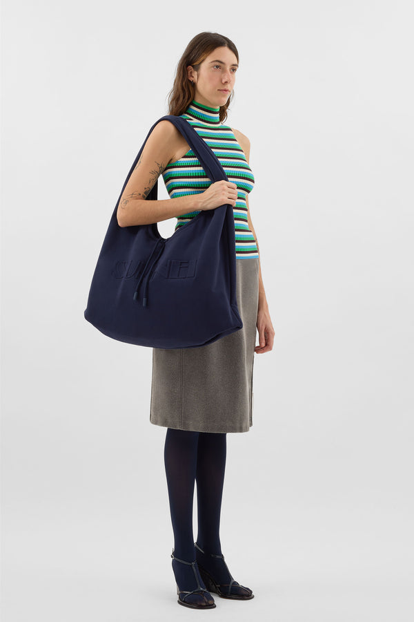 Sunnei HIGHNECK KNIT TANK TOP / Electric Green Stripes