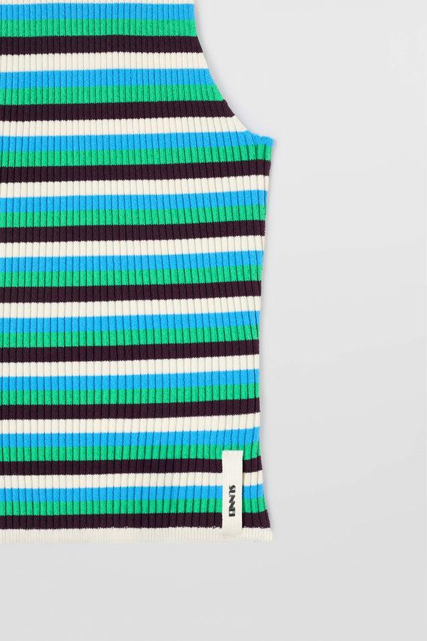 Sunnei HIGHNECK KNIT TANK TOP / Electric Green Stripes