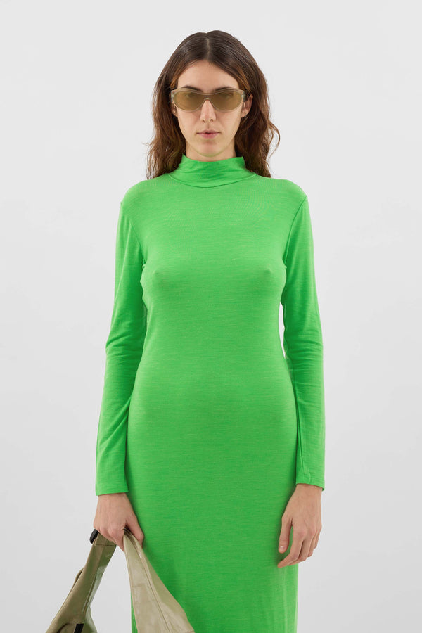 Sunnei HIGHNECK LONGSLEEVE SHEER DRESS / Bright Green