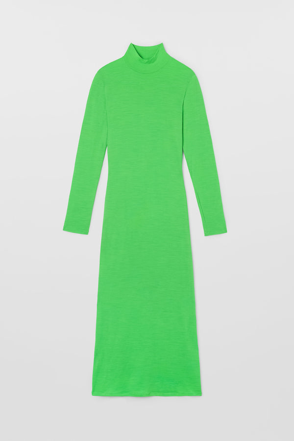sunnei HIGHNECK LONGSLEEVE SHEER DRESS / bright green