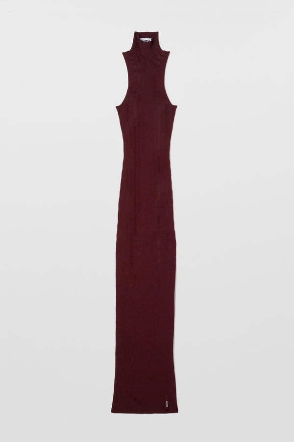 sunnei HIGHNECK TANK KNIT DRESS / dark aubergine & orange