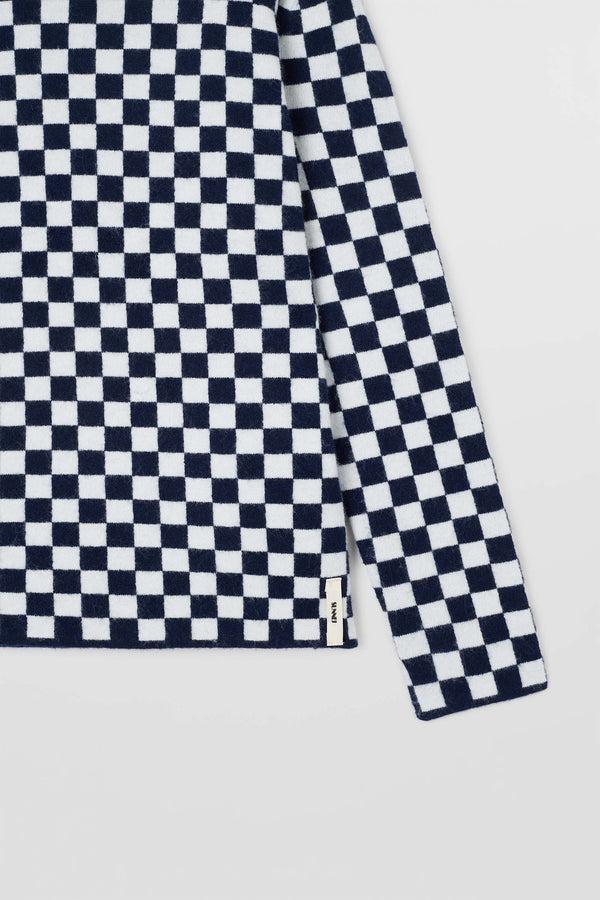 Sunnei LONGSLEEVE ROUNDNECK / Dark Blue & Off White Check