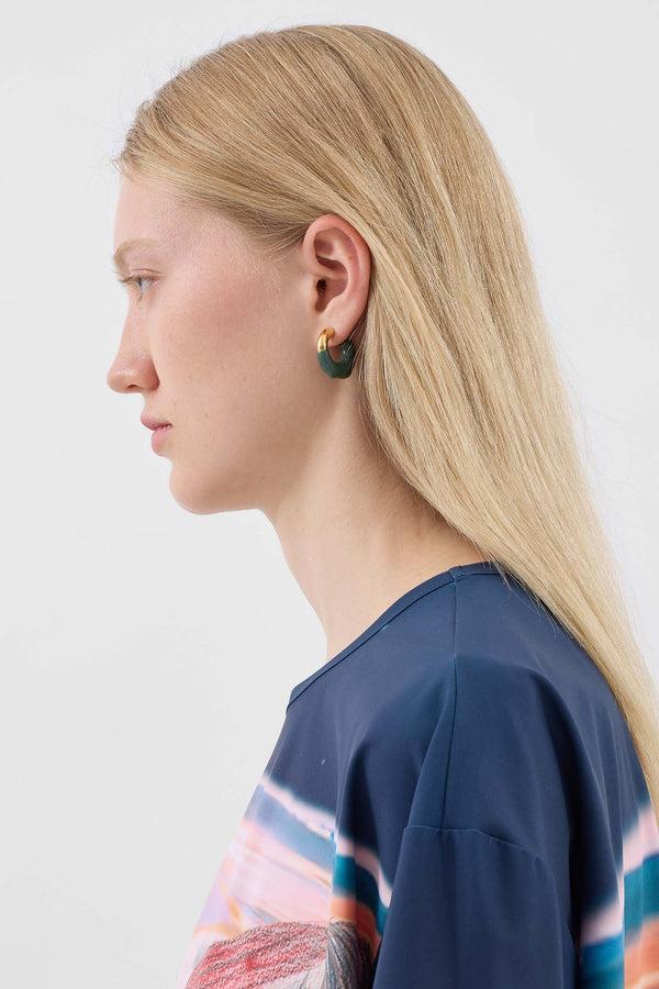 Sunnei MINI RUBBERIZED EARRINGS GOLD / Military Green