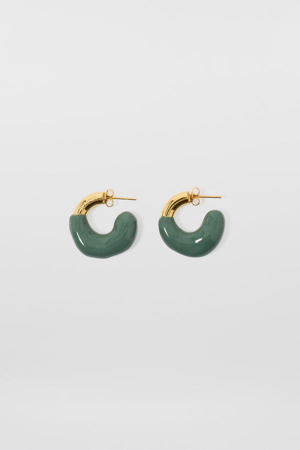sunnei MINI RUBBERIZED EARRINGS GOLD / military green