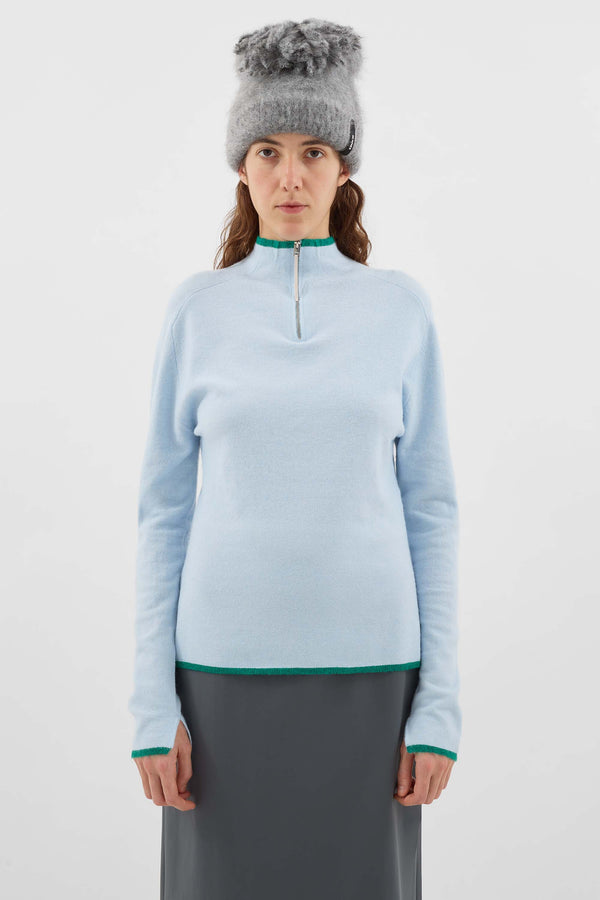 Sunnei FITTED LONGSLEEVE W ZIP / Alice Blue