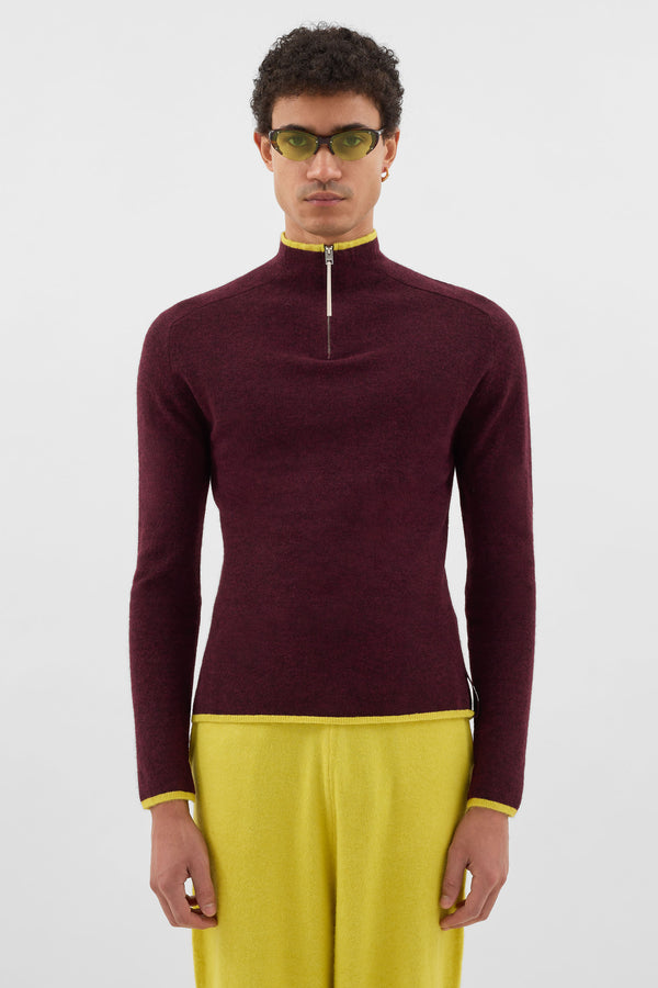 Sunnei FITTED LONGSLEEVE W ZIP / Burnt Aubergine