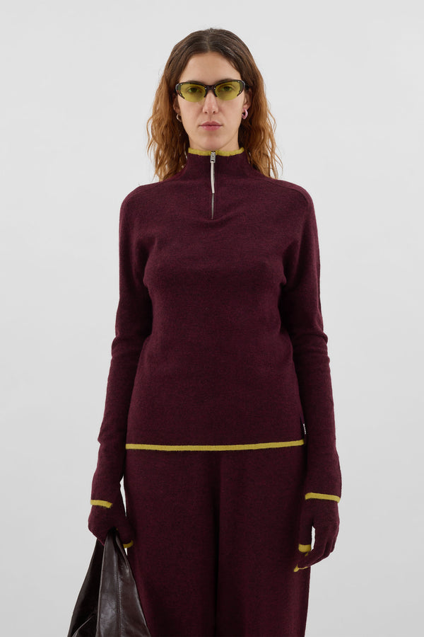 Sunnei FITTED LONGSLEEVE W ZIP / Burnt Aubergine