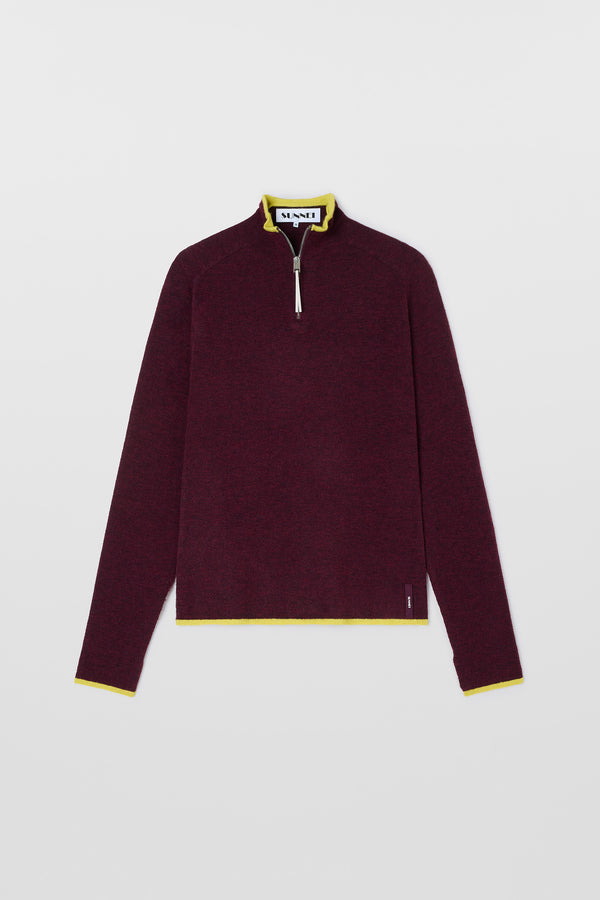 sunnei FITTED LONGSLEEVE W ZIP / burnt aubergine