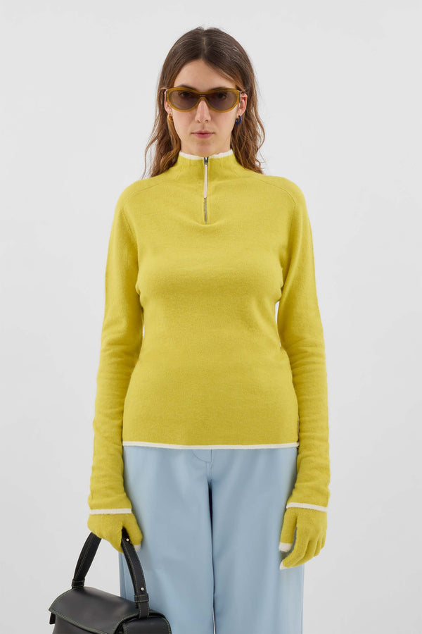 Sunnei FITTED LONGSLEEVE W ZIP / Chartreuse