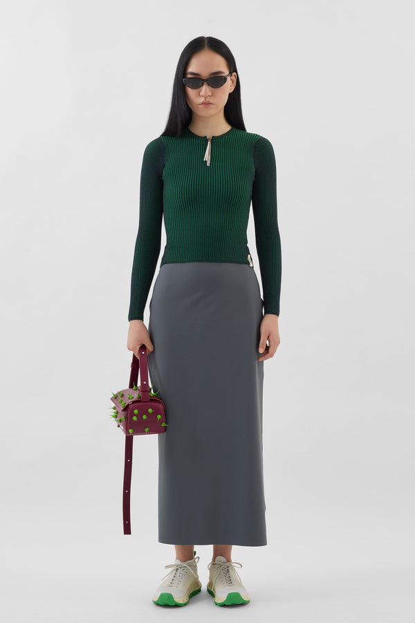 Sunnei FITTED TOP W ZIP / Dark Blue & Electric Green