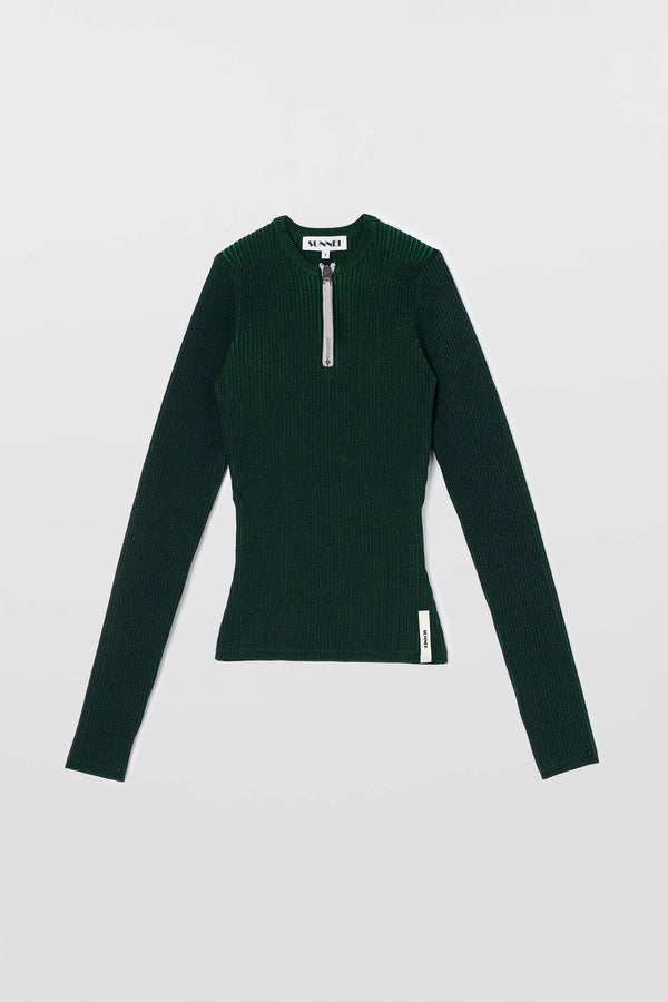 sunnei FITTED TOP W ZIP / dark blue & electric green