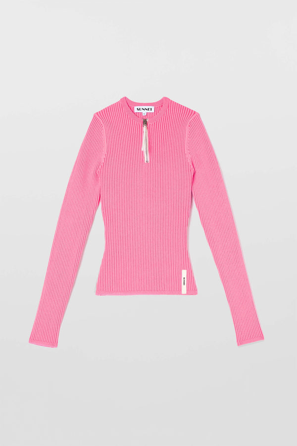 sunnei FITTED TOP W ZIP / electric pink