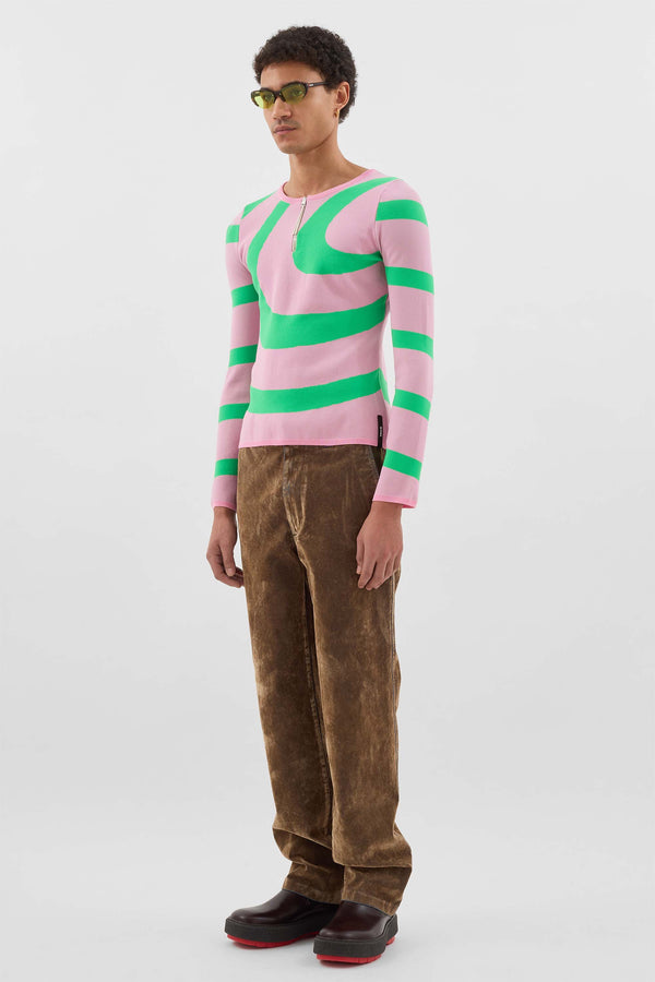 Sunnei FITTED TOP W ZIP SPIRAL / Pink & Electric Green