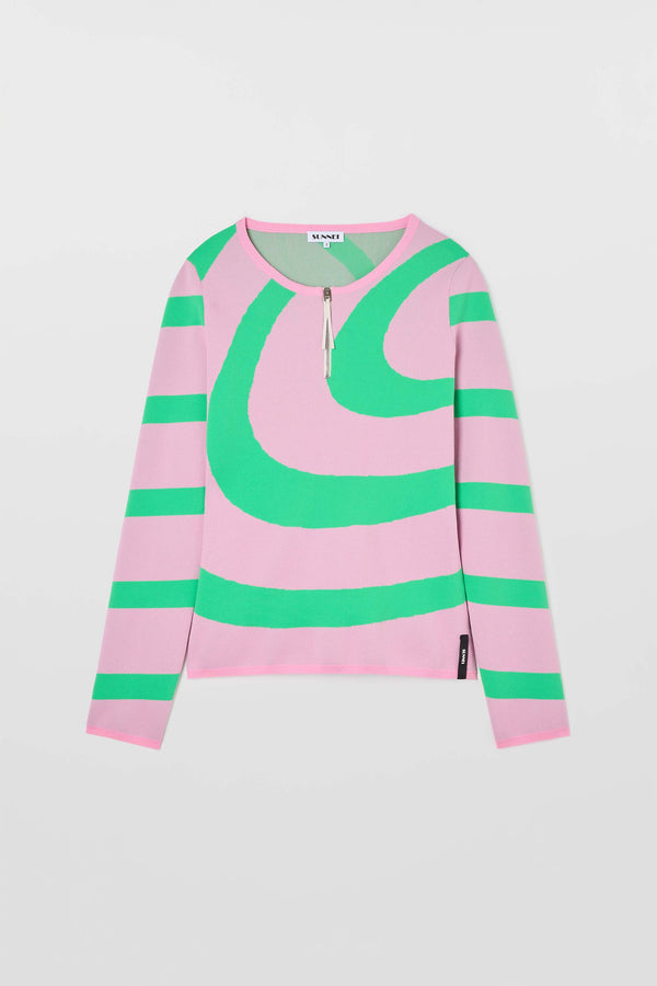 sunnei FITTED TOP W ZIP SPIRAL / pink & electric green