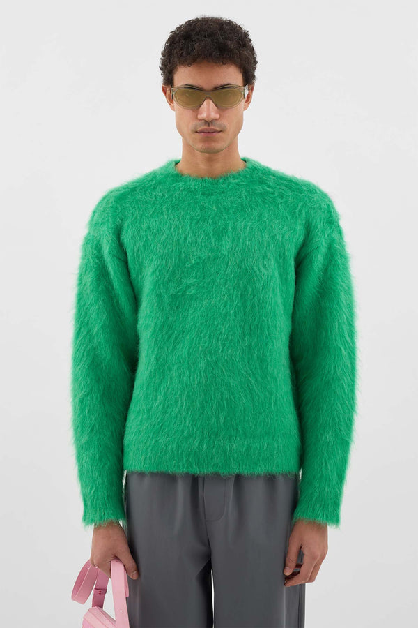 Sunnei HAIRY KNIT ROUND NECK SWEATER / Bright Green