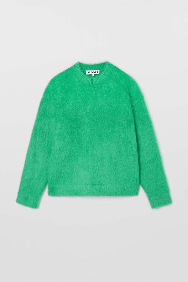 sunnei HAIRY KNIT ROUND NECK SWEATER / bright green