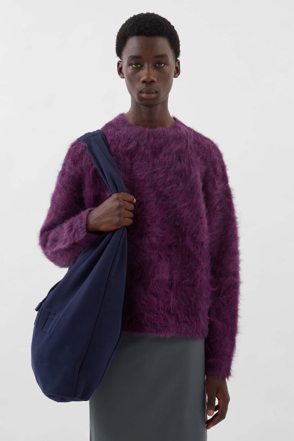 Sunnei HAIRY KNIT ROUND NECK SWEATER / Plum