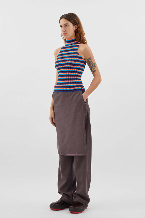 Sunnei HIGHNECK KNIT TANK TOP / Azure Stripes
