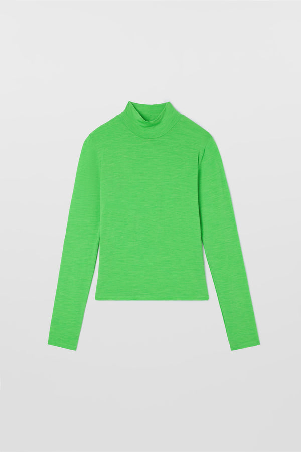 sunnei HIGHNECK LONGSLEEVE SHEER TOP / bright green