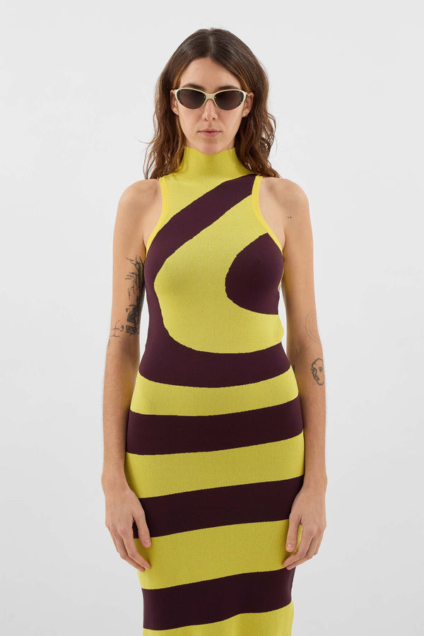 Sunnei HIGHNECK TANK KNIT DRESS SPIRAL