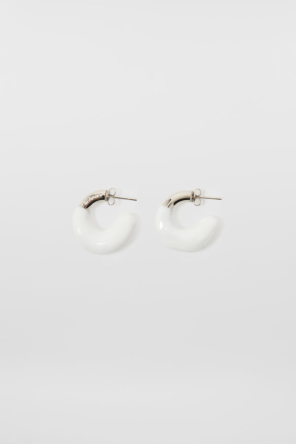 sunnei MINI RUBBERIZED EARRINGS SILVER / white glow