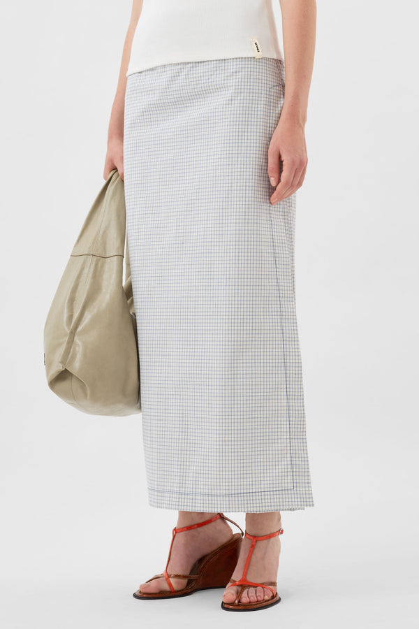 Sunnei NEW LONG PANTA SKIRT / Off White & Blue Check