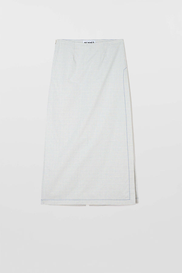 sunnei NEW LONG PANTA SKIRT / off white & blue check