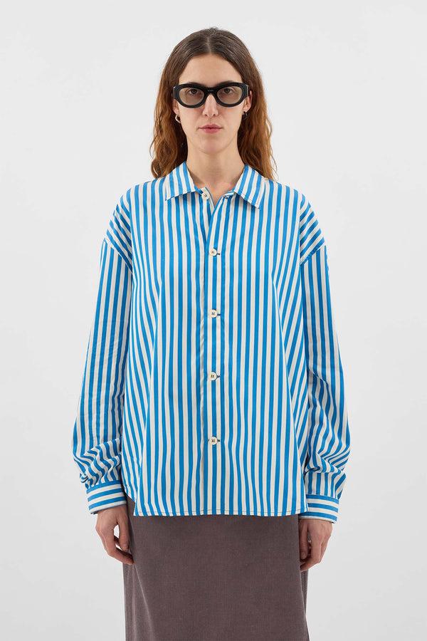 Sunnei OVER SHIRT / Bluette & Off White Stripes